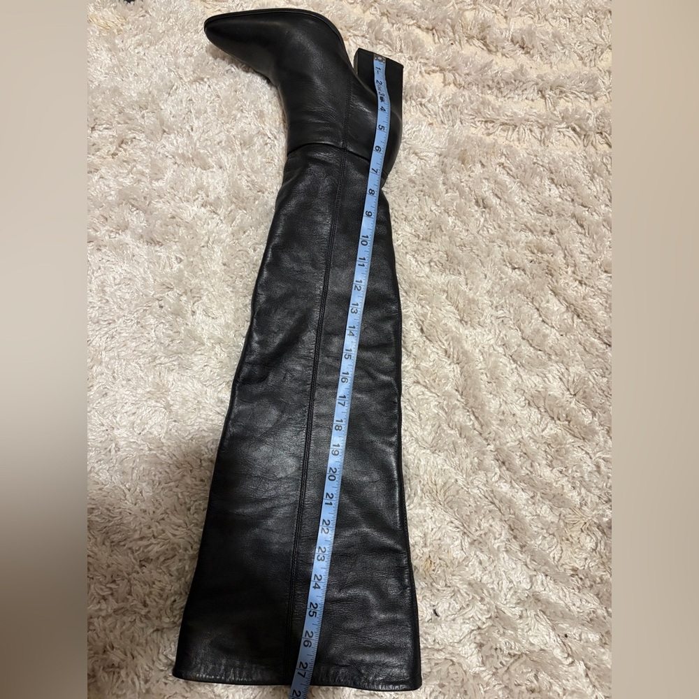 Zara Black Over-the-Knee Wedge Boots size 38 - Picture 7 of 9